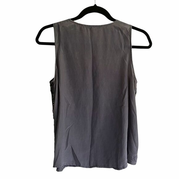 525 AMERICA Sleeveless Silk Sequin Blouse Tank Top Graphite M - Picture 3 of 4